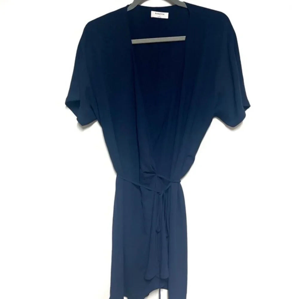 Aritzia Babaton Wallace Navy Wrap Dress Sz L - Picture 3 of 5